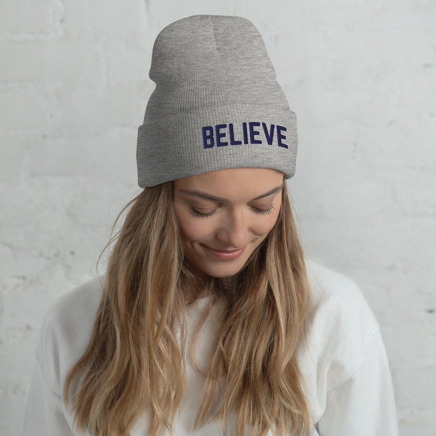 "Believe"-Cuffed Beanie