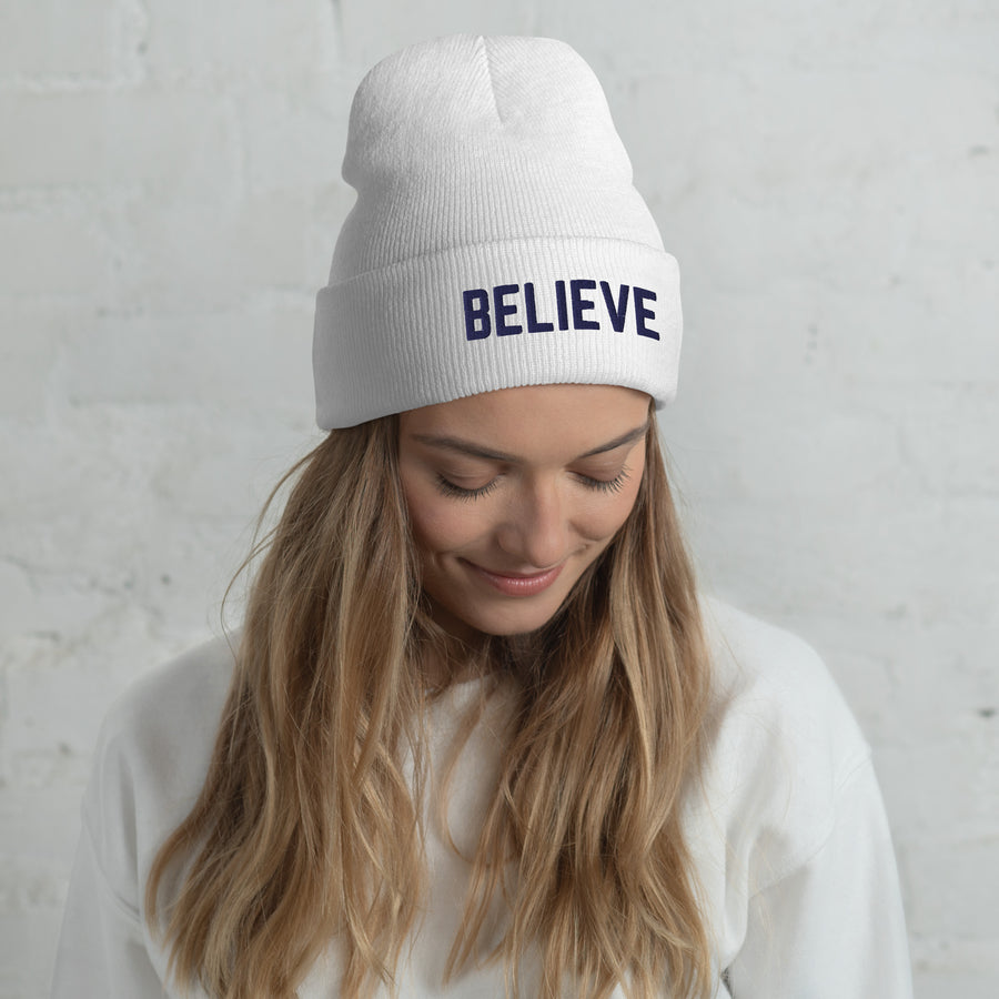 "Believe"-Cuffed Beanie