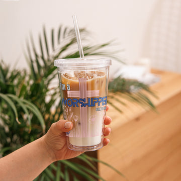 Worshipper- Clear plastic tumbler Girls Edition