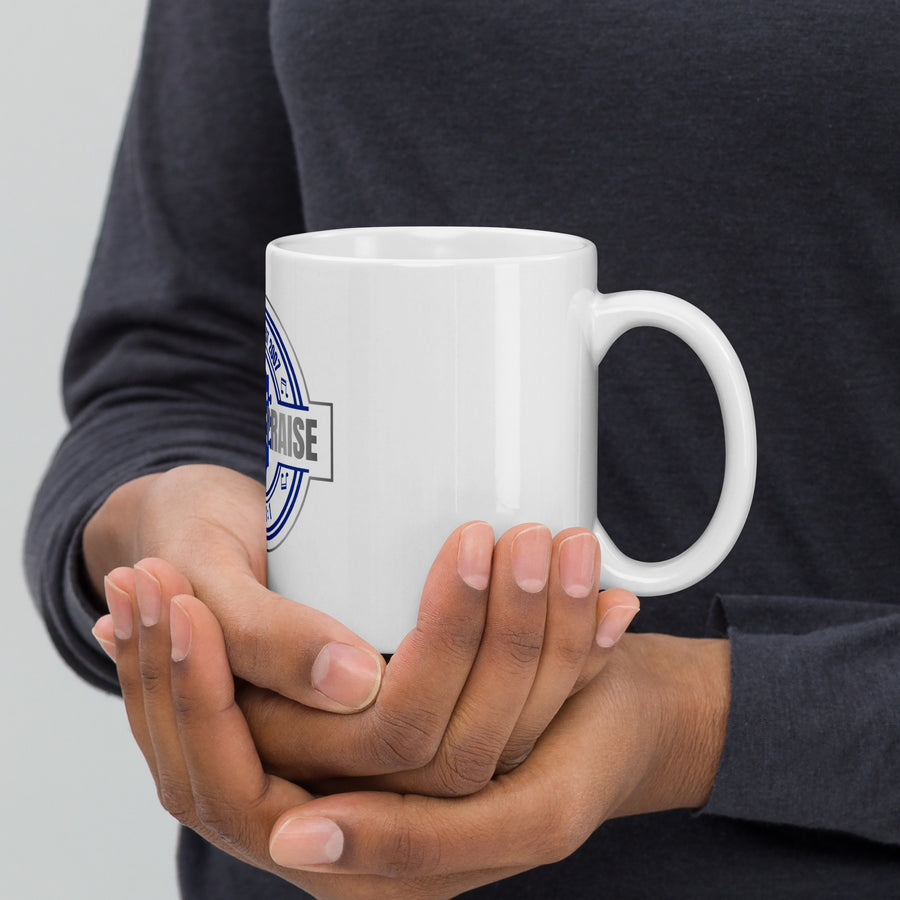 White glossy mug- Born to Praise